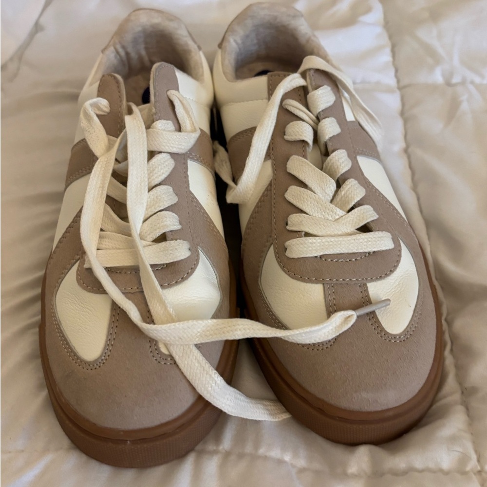 Beige and White Casual Sneakers